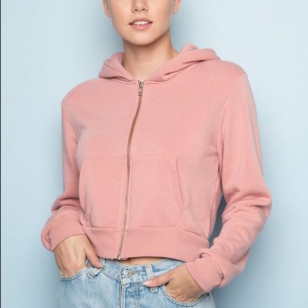 Brandy Melville Pink Cropped Hoodie